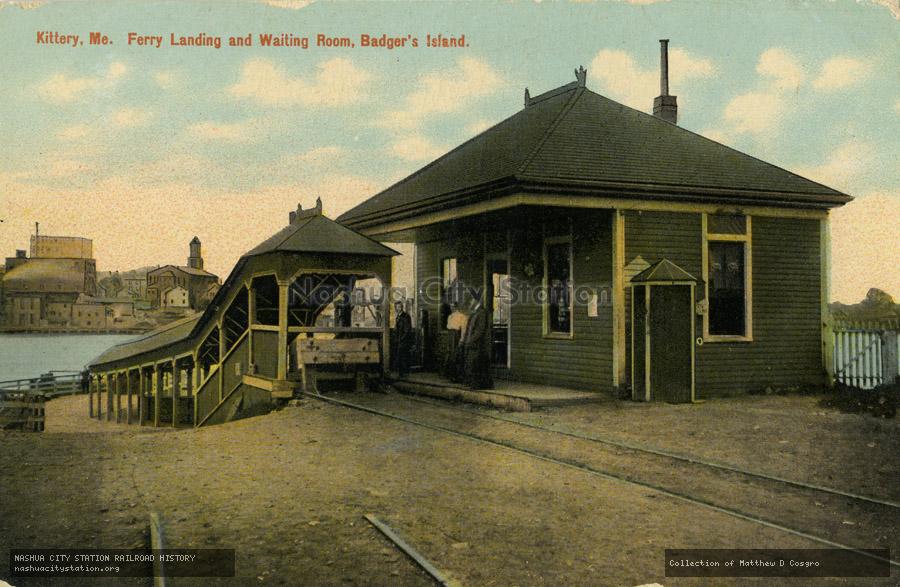 Postcard: Kittery, Maine, Ferry Landing and Waiting Room, Badger